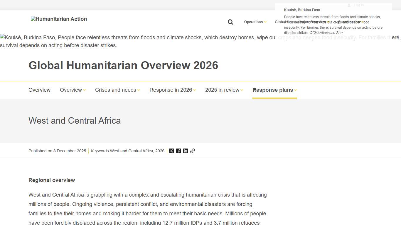 West and Central Africa Global Humanitarian Overview 2026 Humanitarian Action