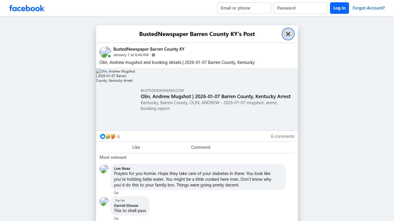 Olin, Andrew mugshot... - BustedNewspaper Barren County KY Facebook